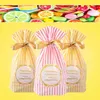 Sacos de cordão de plástico para biscoitos diy snack doces cookies de cozimento decoração crianças crianças suprimentos ambientais listra