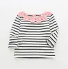 ragazza abbigliamento per bambini T-shirt a maniche lunghe spogliato girasole colletto tondo design abbigliamento per ragazza camicia 100% cotone camicie per ragazza abbigliamento per bambini