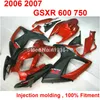 Högkvalitativ formsprutningsmakare för Suzuki GSXR600 GSXR750 2006 2007 Svart Röd Fairings GSXR 600 750 06 07 BB45