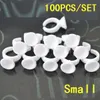 100pcslot Disposable eyebrow rings for tattoo small plastic ringink tattoo holder cup white color2916573