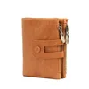 Carteira masculina RFID com bloqueio de carteira de couro genuíno vintage com bolso com zíper para homens226H