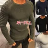 Män Casual Pullover Tröja Ny Ankomst Höstrund Hals Slim Tröjor Mode Striped Patchwork Stickad Male Tröja