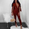 Misstyle Casual Fashion Sexy Cloda Sleeve Jumpsuits Kvinnor Sexig Long Pant Jumpsuit V Neck Clubwear Costume Rompers