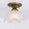 Country Rustic Balcony Ceiling Light White Glass Lampshade Entrance Lights European Pastoral Corridor Hallway Ceiling Lamp