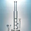 10 pollici Dab Oil Rigs Tubo dritto Bong Water Pipes 14mm Giunto con ciotola Banger al quarzo Tre Perc Glass Water Bong Waterpipe