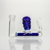 Catcher per cenere con teschio blu da 3 pollici 14mm 18mm Catcher per cenere in vetro con percolatore in linea Ashcatcher per bong in vetro Accessori per fumatori PT01