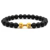 Nouveau 8mm Lava Rock Haltère Givré Bracelets Or Argent Noir Bracelets Pour Femmes Hommes Cadeau