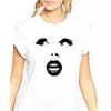 新しいTシャツの女性まつげ唇印刷Tシャツの女性トップカミゼタグラフィックティーシャツ女性