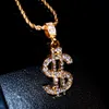 wholesale Collier en argent avec pendentif en dollars américains, chaîne de couleur or pour femmes/hommes, strass, bijoux Hip Hop Bling, vente en gros