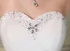 Luxury Crystals Sleeveless Sweetheart Appliques Strapless Ball Gowns Wedding Dresses Rhinestones Lace-up Back Wedding Gown HKJ105