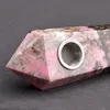 Rare Chunky 6 Sided Natural Rhodonite Cristal cachimbo de alta qualidade BlackPink Mineral Cura Gemstone fumadores Wand Ponto de tubo de vidro para tubos Non