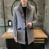 5xl Long Trench Coat Mens Abrigo Hombre Long Man Coats Winter 2018 Wool Coat Mens Fur Collar Vintage Manteau Homme Slim Fit