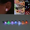 Moda LED Flashing Light Ze Stali Nierdzewnej Rhinestone Ear Stud Kolczyki Biżuteria Rave Zabawki Prezent LED Kolczyki Boże Narodzenie