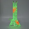 Glow in the Dark Hookahs Glass Bong Spider Web Bongs Water Pipes Cobweb Pattern Dab Oil Rigs with 14.5mm Joint GID02