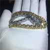 Vecalon Handmade Tennis bracelet White Yellow Gold Filled 8mm 5A Zircon cz Pulseiras de casamento para mulheres Moda Jewerly