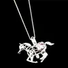 925 Sterling Silver Pick a Pearl Cage Horse Running Locket Pendant Necklace Boutique Lady Gift K979