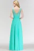 Hunter Chiffon Country Long Bridesmaid Dresses Crew Neck spetsen Topp rygglös golvlängd Bröllopsgäst Maid of Honor Dresses HY4248