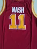 Vintage NCAA 11 Steve Nash Santa Clara Bronchos College-Basketball-Trikots, rot genähte Hemden, Jersey S-XXL