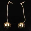 Gold Plated Fashion Big Ball Pearl Earrings Dingle Earring for Women5234416