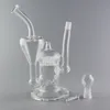 JM Flow Hockah Recycler Bong -8 "Perc Glass Bubbler Water Pipe가있는 그릇