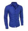 2018 Men Long Sleeve Shirts Clothes Male Slim-fitting Tops Pure Color Shirt Men's Clothing