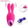 Silikon Thrusting Rabbit Vibrator Wasserdichter rotierender Dildo Vibrator G-Punkt Klitoris Stimulator Eroti Erwachsene Sexspielzeug für Frau Y1892703