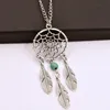 Schmuck im ethnischen Stil, Pulloverkette, Fransen, Federn, langer Stil, Traumfänger-Halskette, Weihnachtsgeschenk, Statement-Halskette im Boho-Stil