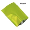 300 pcs/Lot 6x9 cm pochette en aluminium de couleur verte sacs en Mylar thermoscellés à dessus ouvert avec encoche pochettes sous vide en papier d'aluminium pour fruits secs déshydratés