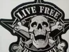 Grande ricamo Skull LIVE Patch Distintivi motociclisti motociclisti per giacca Gilet Indumento Abbigliamento Cucito su RIDE Patch app232e