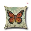 かわいい蝶の印刷リネン綿の枕カバー18x18正方形ソファクッションピローケース家の装飾