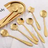 Stainless steel flower shaped gold-plated coffee stirring spoon beautiful flowers fancy tableware home table decoration LX3547
