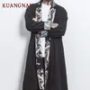 Kuangnan Çin Tarzı Erkekler Ceket Uzun Coat Rüzgar Kırıcı Siyah Erkekler Ceket 5XL Japon Streetwear Kimono Ceketler 2018 Sonbahar