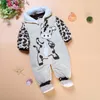 Newborn Baby Rompers 2018 Winter Warm Girls Clothing Coral Fleece Boy Clothes Cartoon Bear Hooded Down Snowsuit Infant Jumpsuits