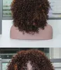 Ombre korta lockiga peruker för svarta kvinnor brun syntetisk afro peruk med bangs naturligt fullt värmebeständigt hår