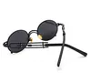 نظارة شمسية من Peekaboo Retro Steampunk Men Round Vintage Summer Metal Frame Black Oval Sun Glasses for Women Red Male Gift