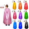 110x70cm one layer plain party cape with mask kids cosplay costume solid color single lace-up satin adult size cape