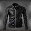 Wholesale-新しいホットホット新しい暖かいメンズレザーオートバイ立っている襟のジャケットコート刺繍の頭蓋骨送料無料