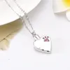 IJD7152 316L Stainless Steel Cremation Jewelry Dog Paw Print Warm Heart Pet Memorial Urn Necklace Ashes Pendant Keepsake Ashes Jewelry