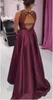 2019 Bourgogne High Low Bridesmaid Dresses for Wedding Sheer Neck Backless Maid of Honor Gowns Sequins Pärlade formell festklänning CU6569173