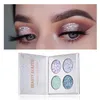 Ombretto glitterato di bellezza Palette di marca Pigmenti elevati Trucco per ombretto brillante a 4 colori impermeabile a lunga durata