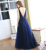 Abiti da sera perline Skirt Blue Bead Applique Atmosfera Atmosfera Bride Toast Abbigliamento Long Years ospiteranno abiti da damigella d'onore femminile