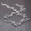 Diadema per capelli lungo da sposa con perle oro argento alla moda per accessori per capelli da sposa fatti a mano con strass gioielli per capelli da donna