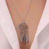 Hot Fashion Dream Catchers choker halsband silverGuld tofs vingar fjäder blad turkos hänge halsband för kvinnors modesmycken