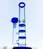 Colorful Straight Tube Glass Bong Triple Layer Comb Perc Hookah Percolator Water Pipes Catcher Heady Oil Dab Rig Tonado Bongs WP525