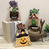Halloween godisväskor Beam Port Drawstring Treat Bags Sack Party Kids Gift Pouch Trick Eller Treat Party Witch Pumpkin Cat Decor Bag Wrap
