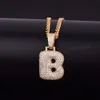A-Z nom personnalisé bulle lettres colliers pendentif Bling cubique Zircon Hip Hop bijoux 2 couleurs avec chaîne cubaine s230O