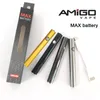 20 stücke Amigo Max Vape Pen Batterien MAX 510 Gewindebatterie 380mAh Einstellbare Spannung unten für Verdampfer-Stift-Patronen-Öltanks mit USB