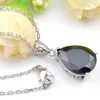 10Pcs Luckyshine Classic Sparking Fire Water Drop Black Onyx Cubic Zirconia Gemstone Silver Pendants Necklaces for Holiday Wedding Party