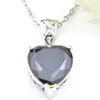 6 Sets/Lot Halloween Gift Black Onyx Cubic Zirconia Heart-shaped 925 Silver Jewelry Sets Fashion Party Pendants Necklaces Earrings