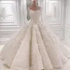 Dubai Eleganckie Długie Suknie Ślubne 2018 Kwadratowe Koraliki Koronkowe Aplikacje Tulle Balowa Suknia Bridal Sukienka Wspaniała Seksowna Bodice Sznurowate Suknie Ślubne